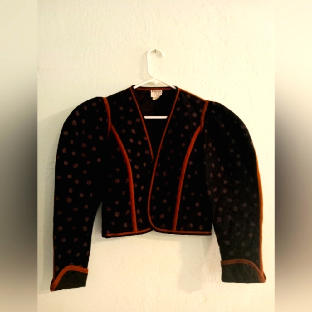 Vintage Jeanne Marc quilted jacket in black and brown, size small